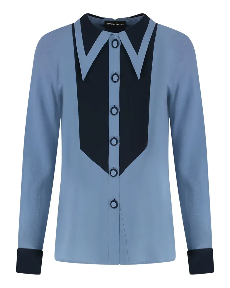 Etro Seidenhemd mit Latz-Print - Blau Blau