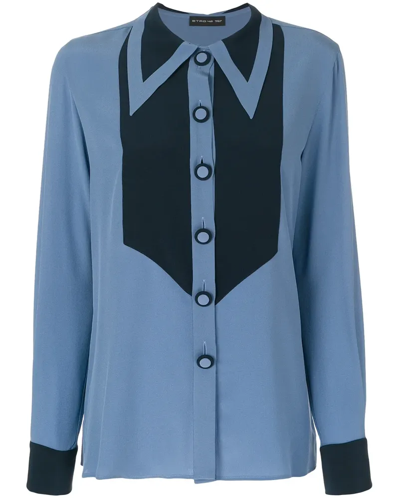 Etro Seidenhemd mit Latz-Print - Blau Blau