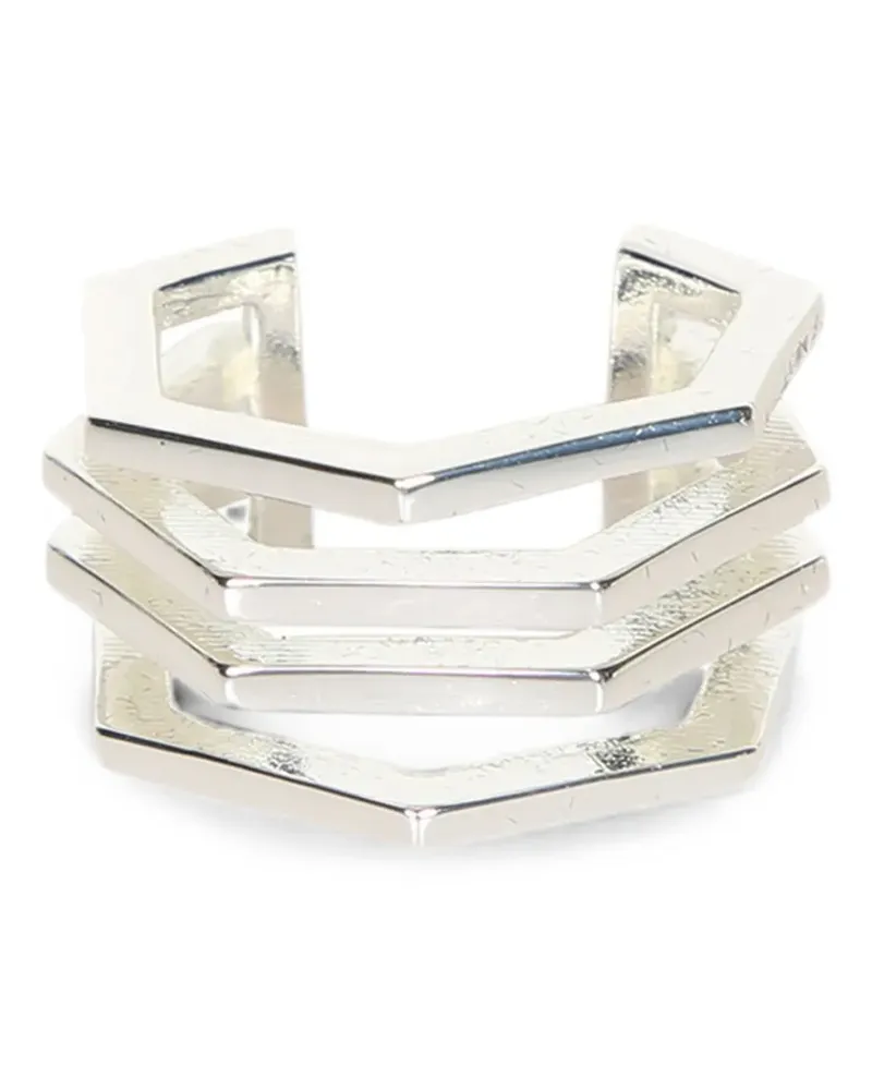 Federica Tosi geometric layered ring - Silber Silber