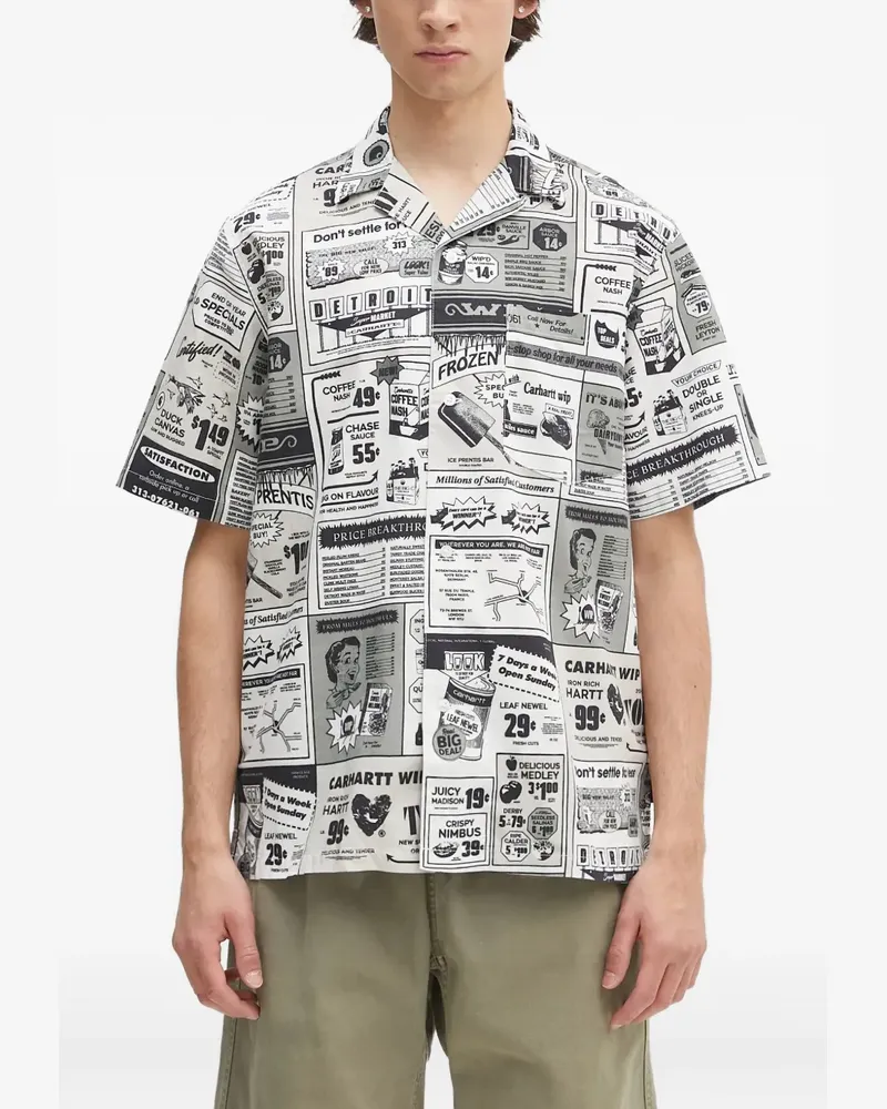 Carhartt WIP Hemd mit Zeitungs-Print - Weiß Weiß