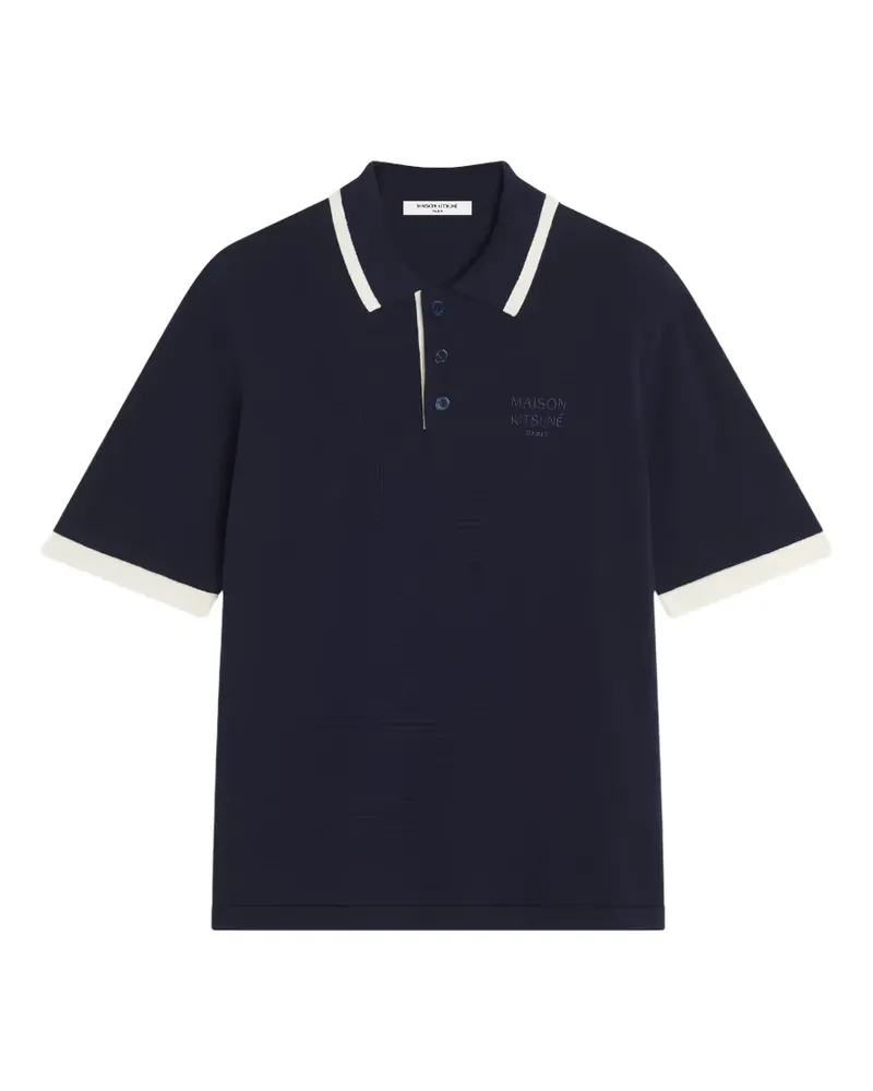 Kitsuné ribbed-trim polo shirt - Blau Blau