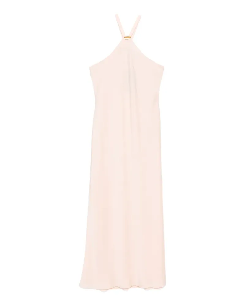 Max Mara Eghiotto halterneck gold-tone hardware maxi dress - Rosa Rosa