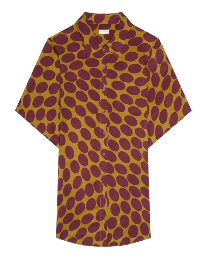 Dries van Noten Hemdkleid mit Print - Gelb Gelb