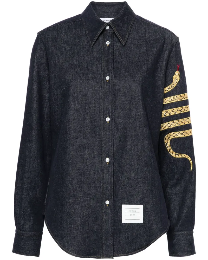 Thom Browne Jeanshemd mit Schlangenmotiv - Blau Blau