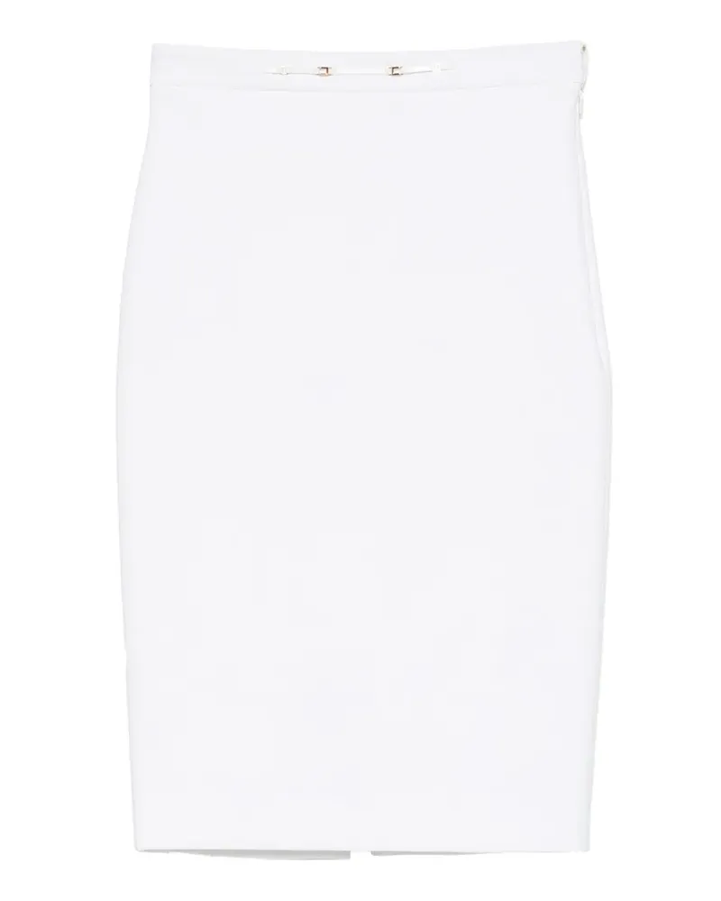 Elisabetta Franchi logo-plaque pencil midi skirt - Weiß Weiß