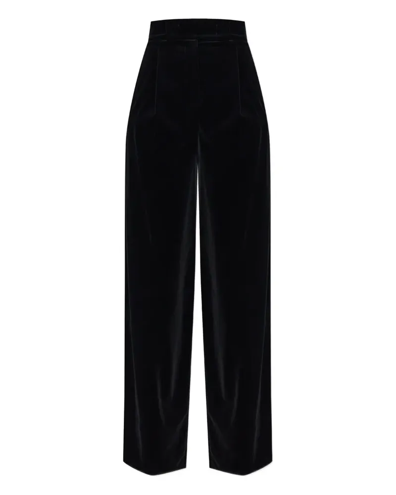 Max Mara Samthose mit Falten - Schwarz Schwarz