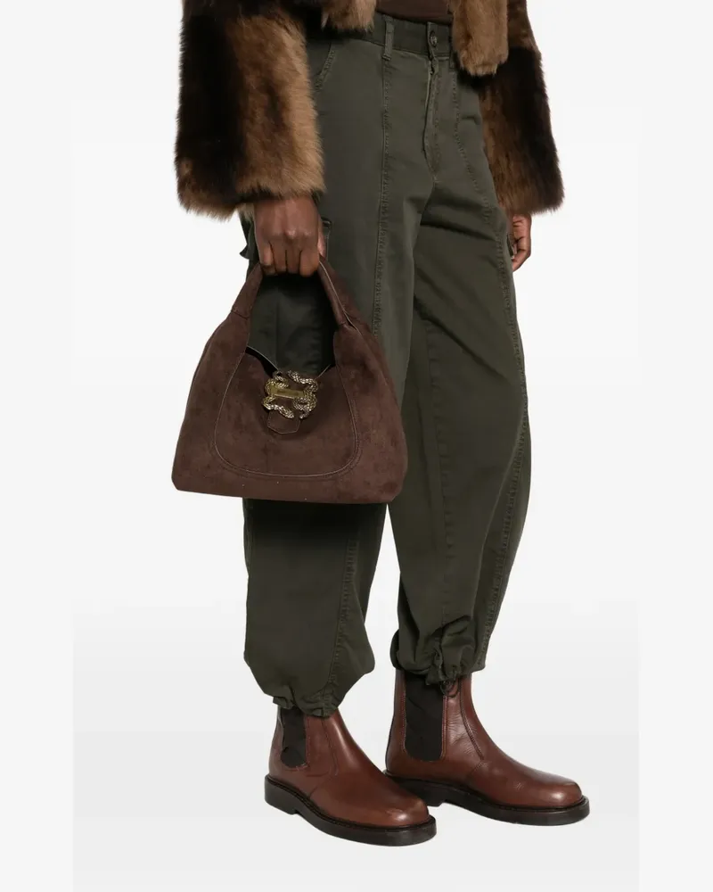 Just Cavalli Schultertasche mit Schlangen-Schild - Braun Braun