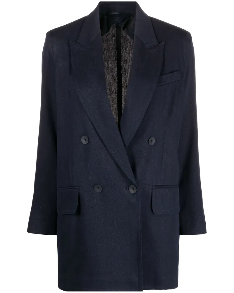 Max Mara Doppelreihiger Tweed-Blazer - Blau Blau