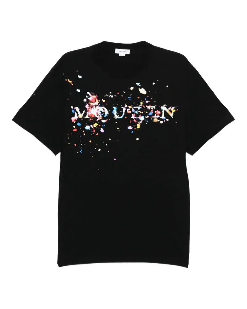 Alexander McQueen T-Shirt mit Farbklecks-Print - Schwarz Schwarz
