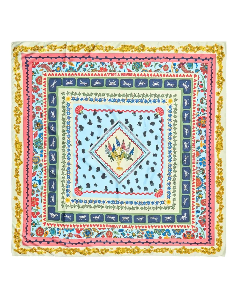 BIMBA Y LOLA Schal mit Blumen-Print - Blau Blau
