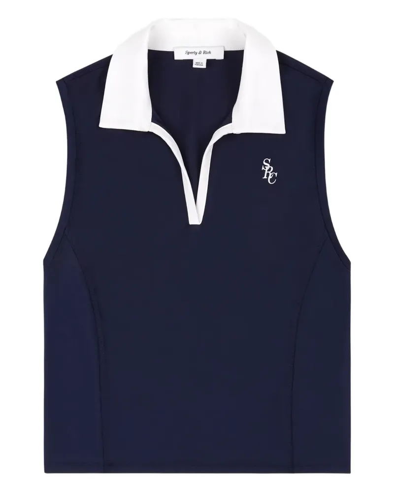 SPORTY & RICH SRC Sports Top mit Kragen - Blau Blau