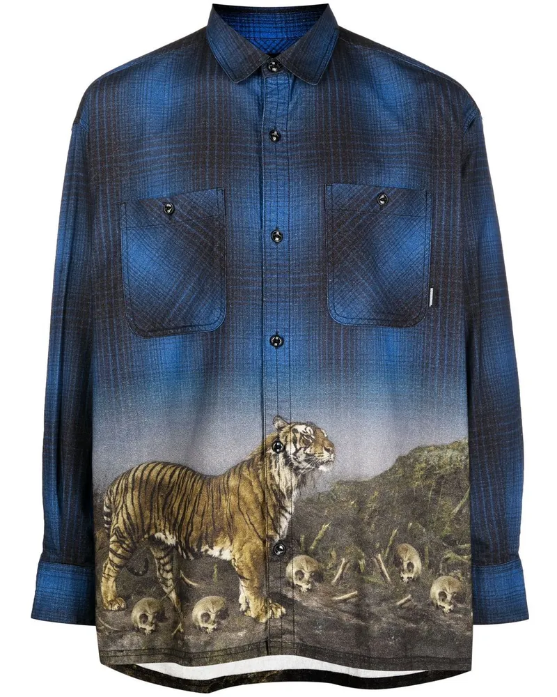 Neighborhood Hemd mit Tiger-Print Blau