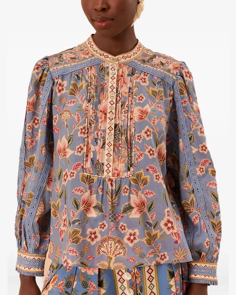 FARM Rio Superbloom Bluse mit Tapisserie-Print - Blau Blau