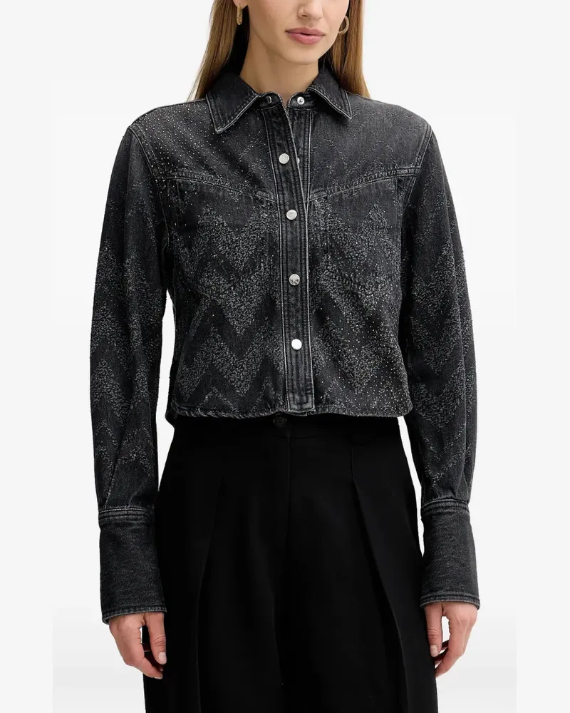 HUGO BOSS crystal-embellished denim shirt - Schwarz Schwarz
