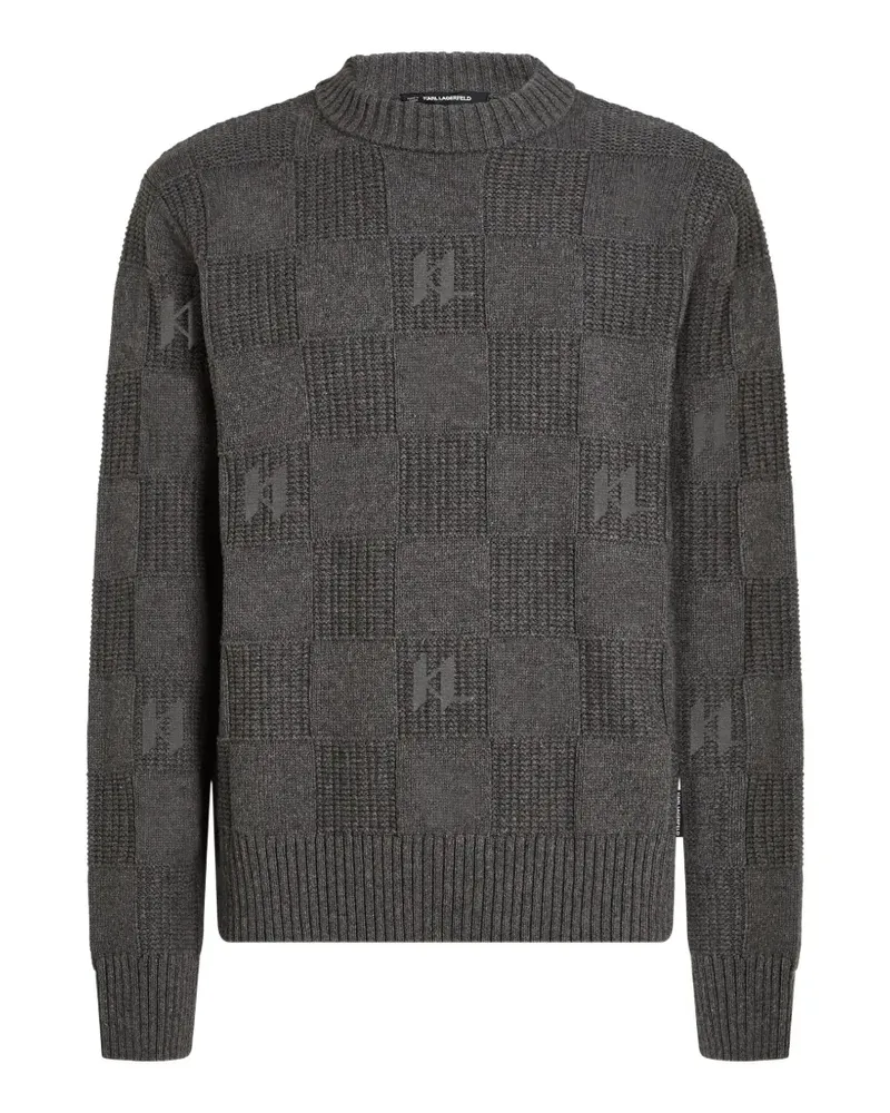 Karl Lagerfeld Karierter Pullover mit Monogramm - Grau Grau