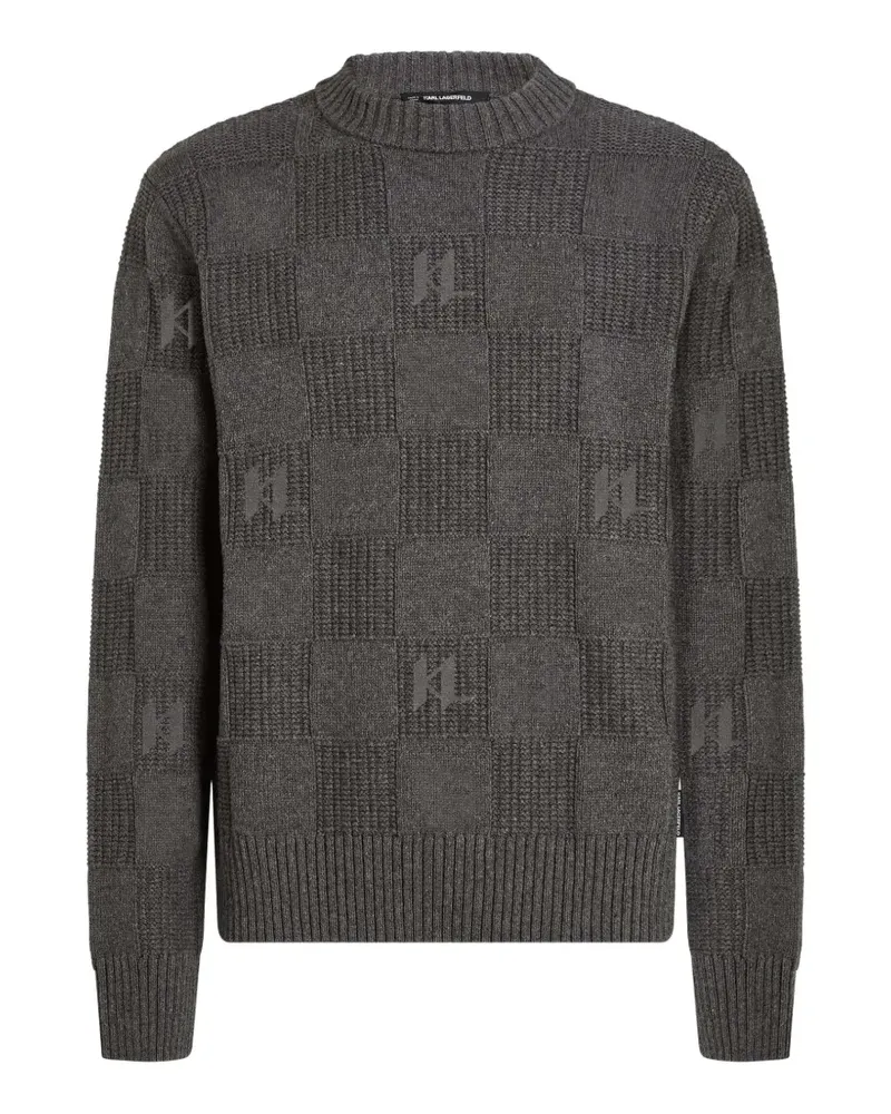 Karl Lagerfeld Karierter Pullover mit Monogramm - Grau Grau