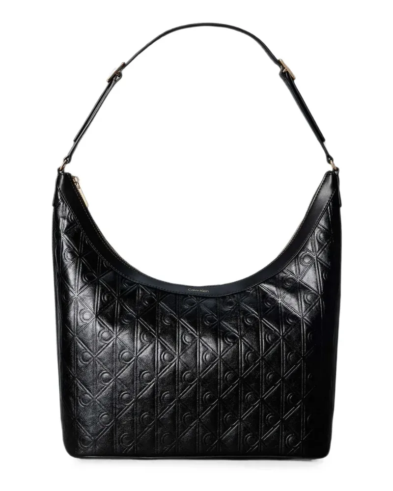 Calvin Klein monogram-embossed hobo shoulder bag - Schwarz Schwarz