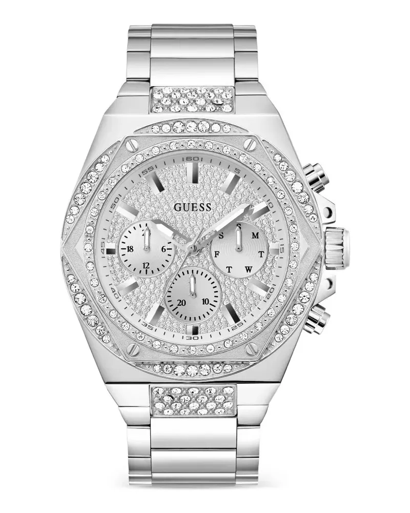Guess Fury Armbanduhr mit Kristallen 47mm - Silber Silber