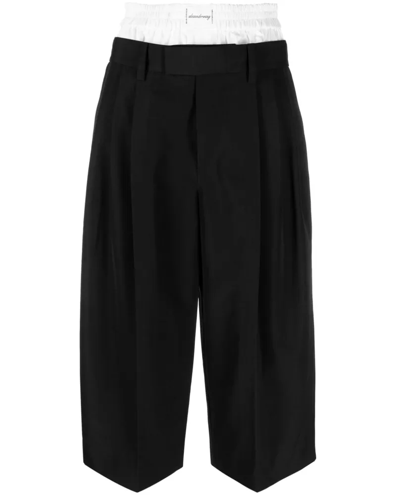 Alexander Wang Cropped-Hose mit doppeltem Bund Schwarz