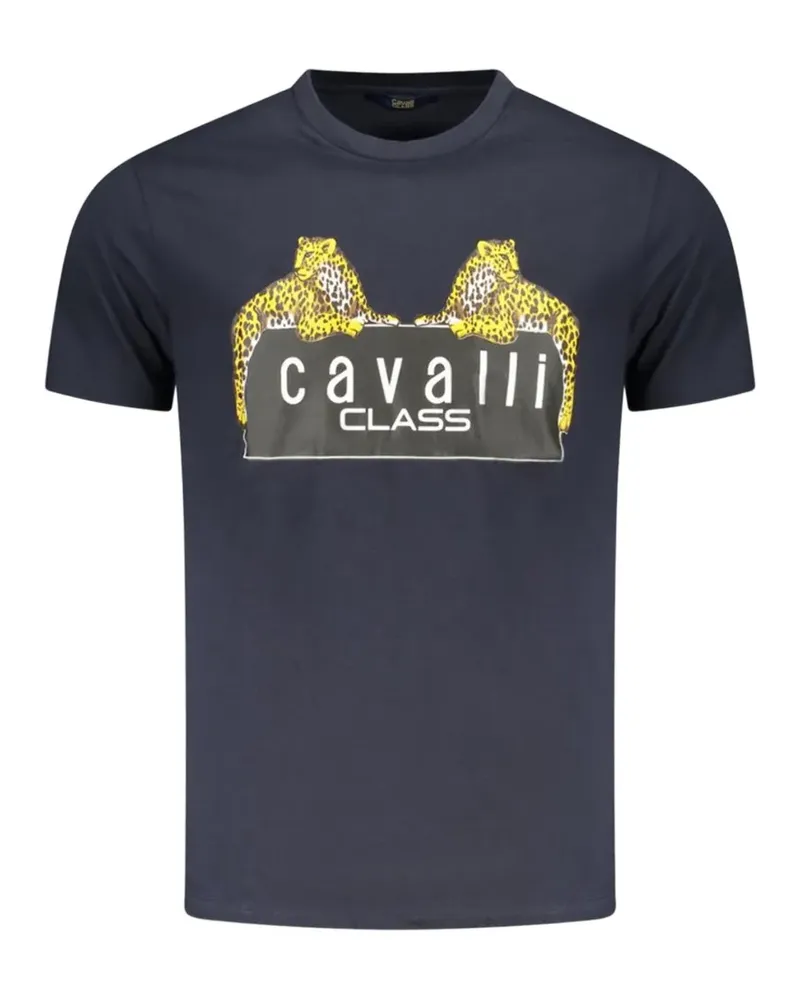 Roberto Cavalli leopard-print cotton T-shirt - Blau Blau