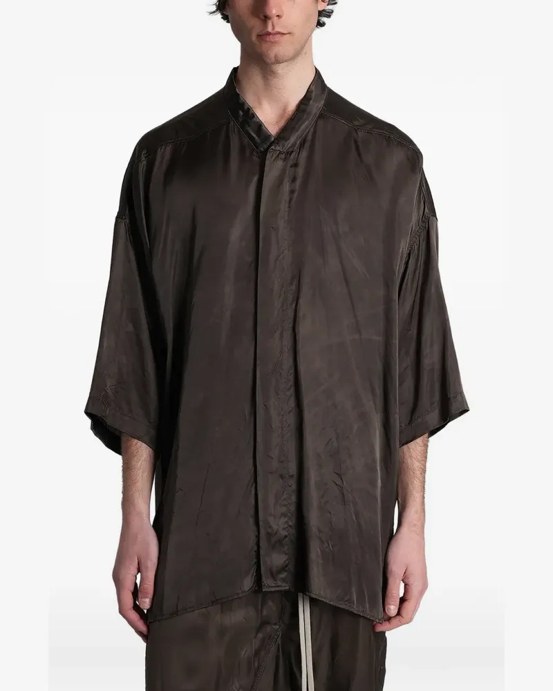 Rick Owens Jumbo Faun mandarin-collar wide-sleeve shirt - Grau Grau