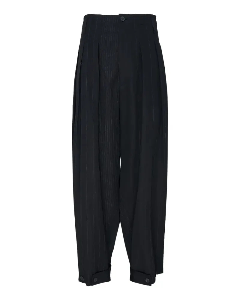 Yohji Yamamoto Hose mit weitem Saum - Schwarz Schwarz
