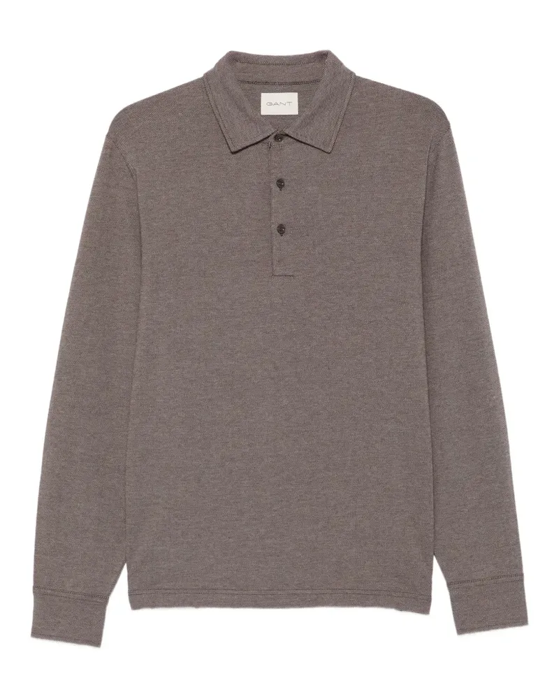 Gant Langärmeliges Poloshirt - Braun Braun
