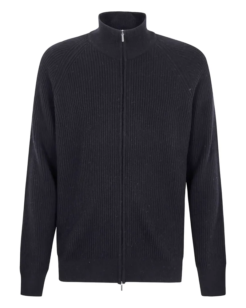 BARBA Gerippter Cardigan mit Reißverschluss - Schwarz Schwarz