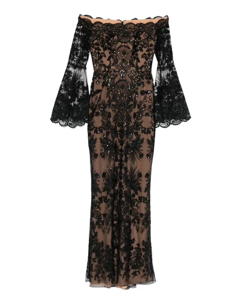 Elie Saab Ausgestelltes Maxikleid mit Spitze - Schwarz Schwarz