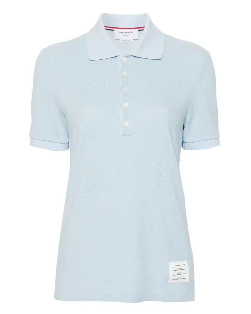 Thom Browne Gestreiftes Poloshirt mit Logo-Patch - Blau Blau