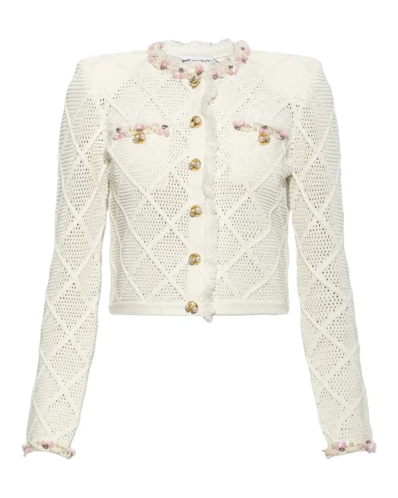 Self-Portrait Cardigan mit Fransen - Weiß Weiß