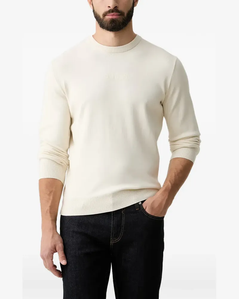 Guess logo-embroidered crew-neck sweater - Nude Nude