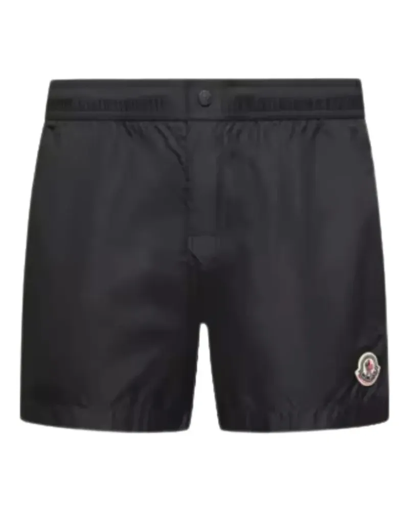 Moncler Badeshorts mit Logo-Patch - Schwarz Schwarz