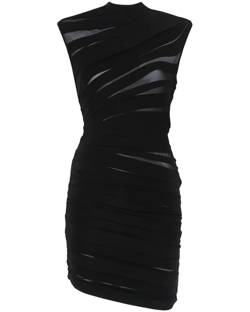 Thierry Mugler Gerafftes Midikleid mit Sheer-Effekt - Schwarz Schwarz
