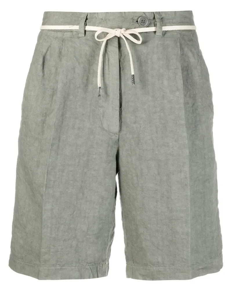 ASPESI Shorts aus Leinen mit Bindegürtel - Grün Grün