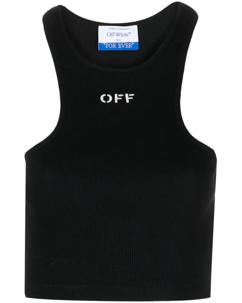 OFF-WHITE Geripptes Off-Stamp Cropped-Top - Schwarz Schwarz