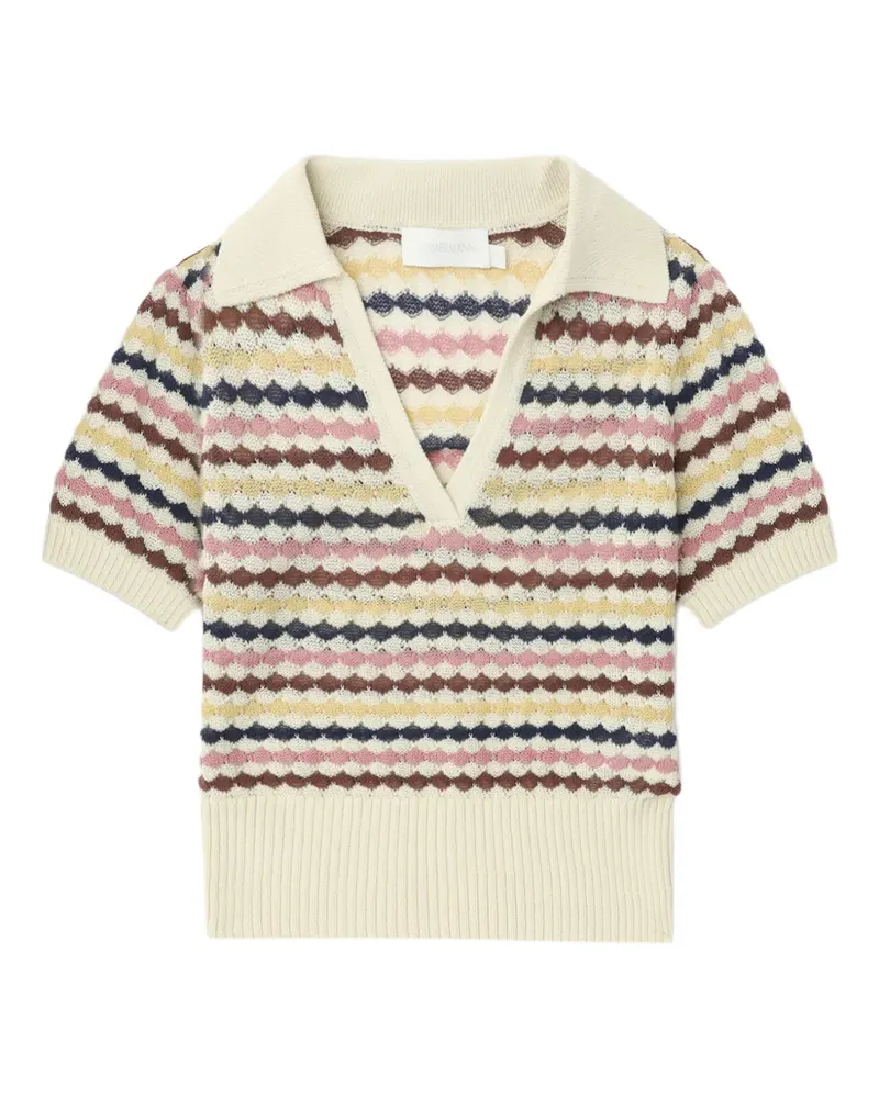 Zimmermann scalloped V-neck sweater - Nude Nude