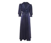 Maxikleid mit Puffärmeln und Gürtel - Blau
