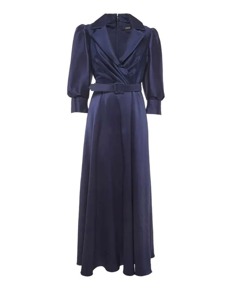 Badgley Mischka Maxikleid mit Puffärmeln und Gürtel - Blau Blau