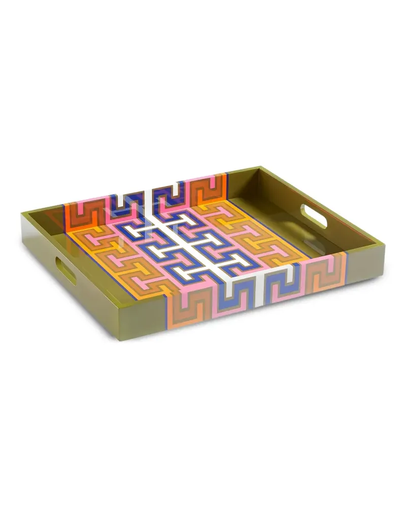 Jonathan Adler Tablett mit geometrischem Print - Grün Grün