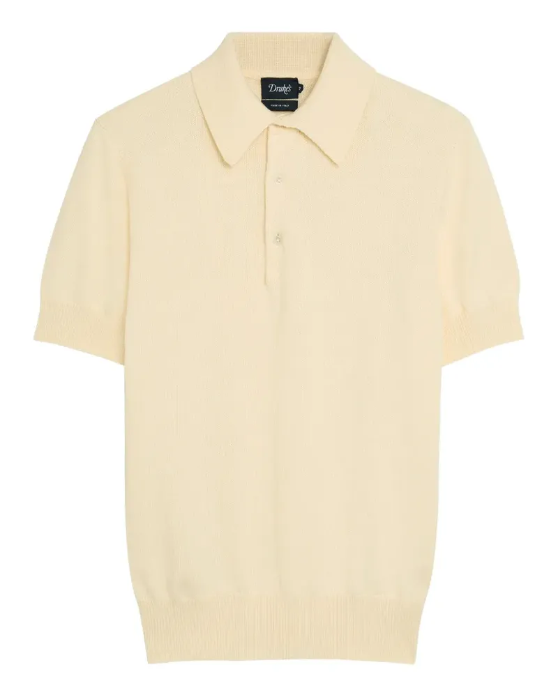 Drake's short-sleeve knitted polo shirt - Nude Nude