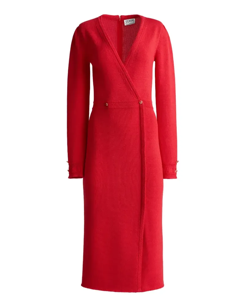 ST. JOHN bracelet knit V-neck midi dress - Rot Rot