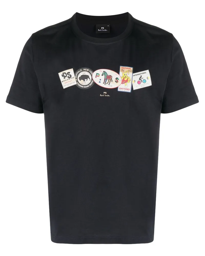 Paul Smith T-Shirt aus Bio-Baumwolle mit Print Blau