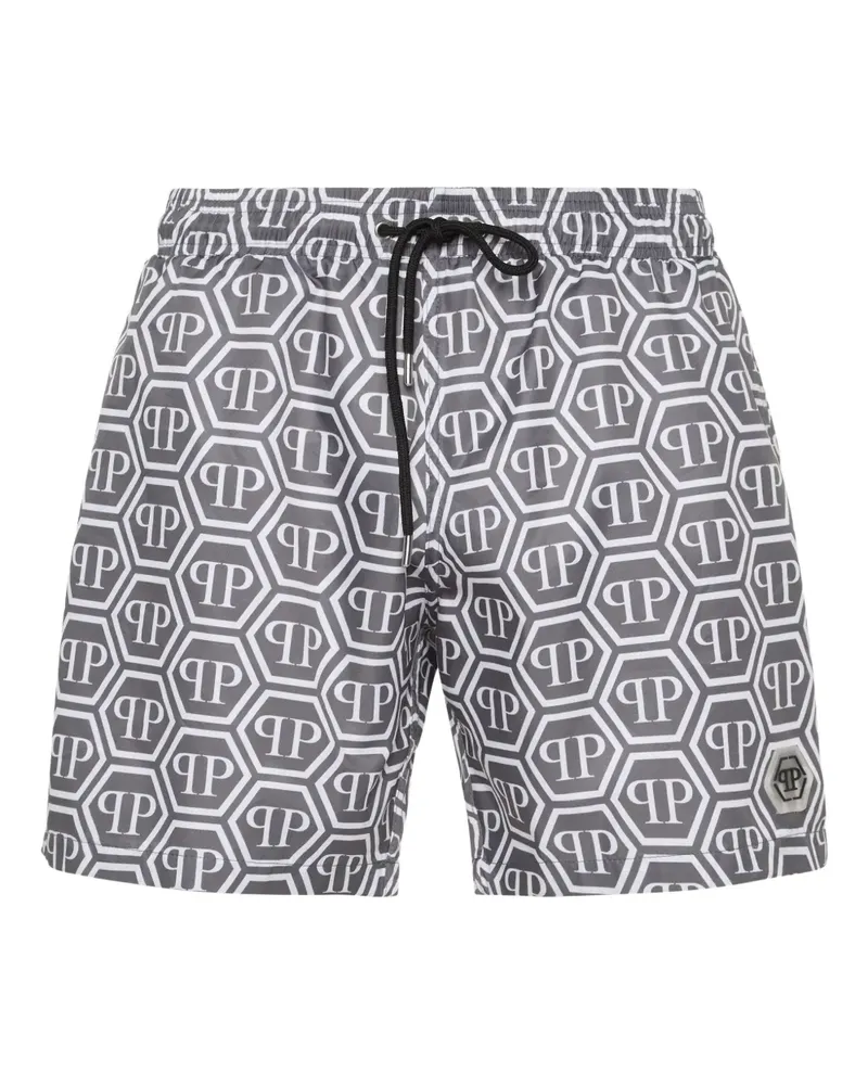 Philipp Plein Badeshorts aus sechseckigem Jacquard - Blau Blau