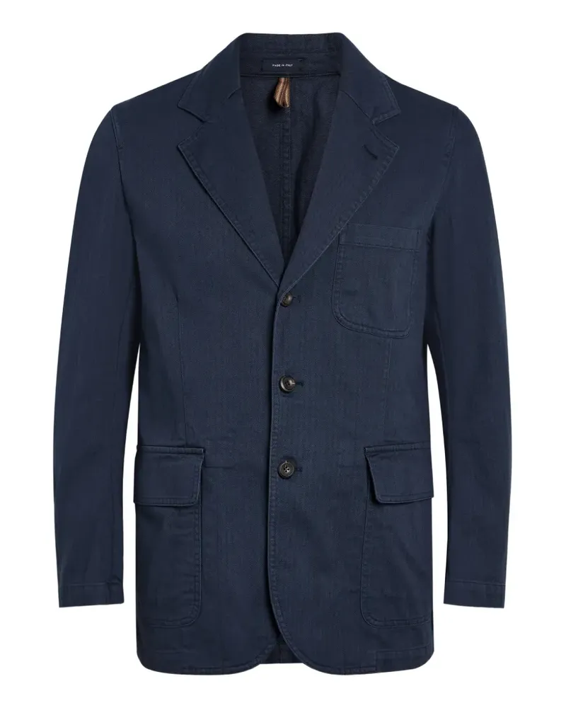 Drake's herringbone pocket blazer - Blau Blau