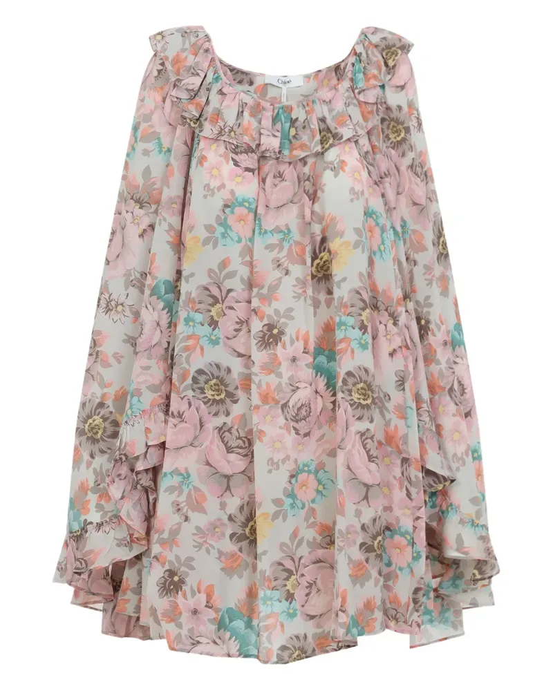 Chloé Minikleid mit Volants - Grau Grau