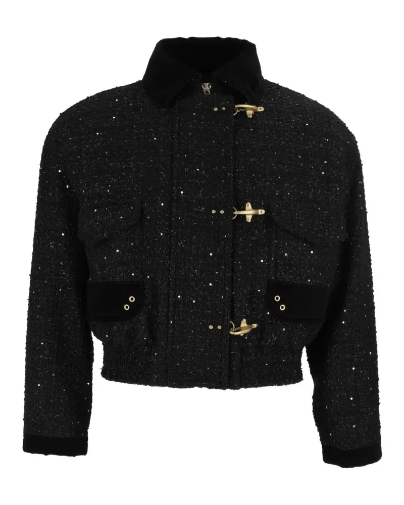 Fay 3 Ganci Bomberjacke aus Bouclé-Tweed - Schwarz Schwarz