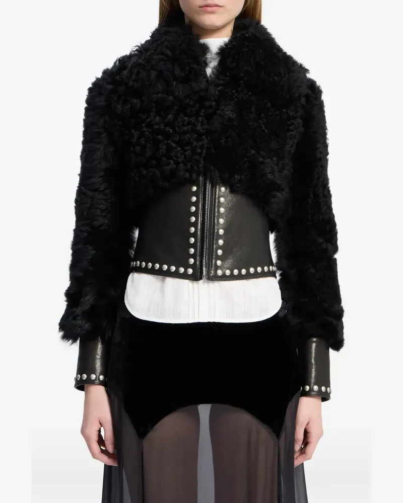 Ann Demeulemeester Shearling-Jacke mit Nieten - Schwarz Schwarz
