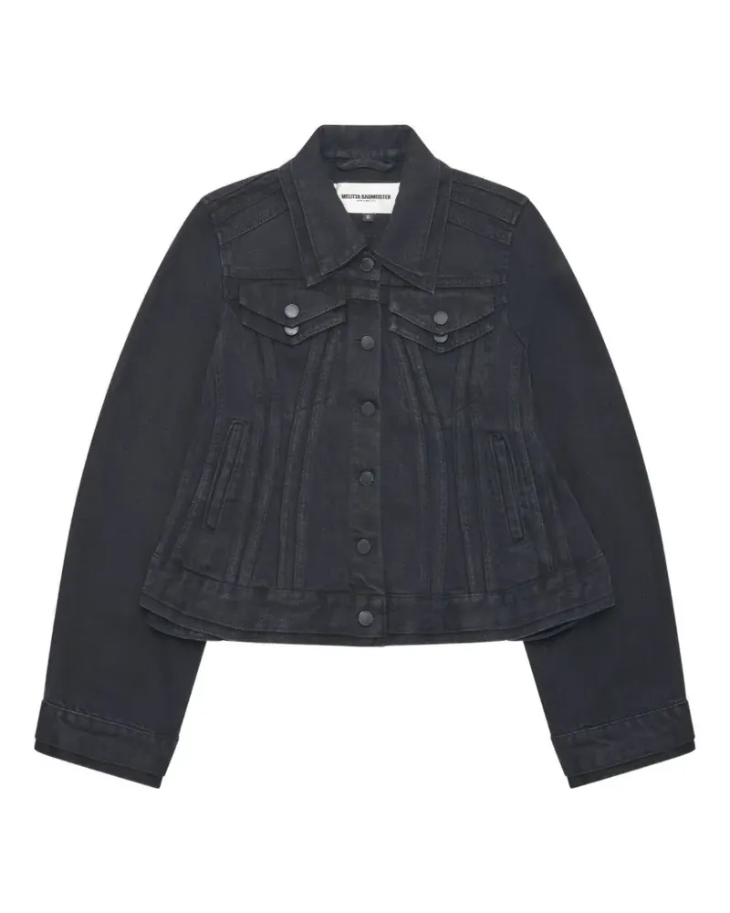 Melitta Baumeister panelled-detail cropped denim jacket - Schwarz Schwarz
