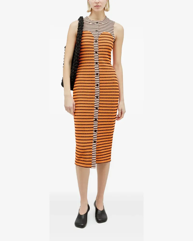Reward If Found Geripptes Cardi Kleid mit Streifen - Orange Orange